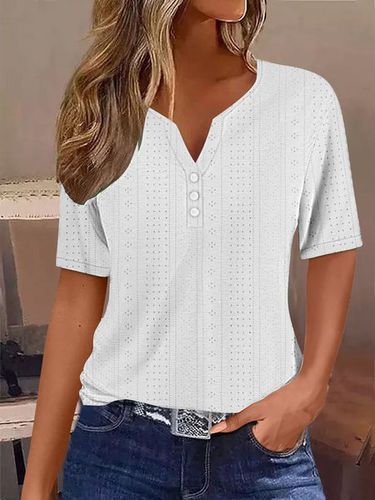 Casual Buckle Loose Lace T-Shirt - Just Fashion Now - Modalova