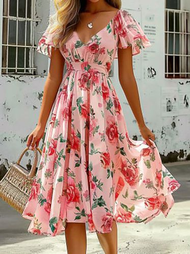 Chiffon Vacation Floral Dress - Just Fashion Now - Modalova