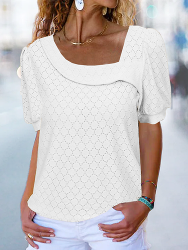 Casual Lace Asymmetrical T-Shirt - Just Fashion Now - Modalova