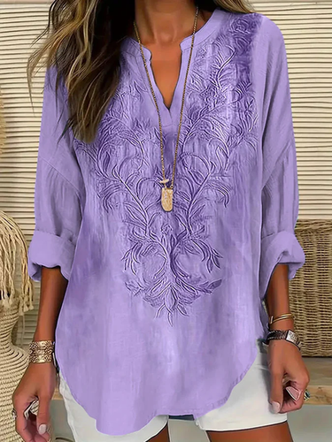 Women's Purple Flower Print Casual Shirt - Just Fashion Now - Modalova