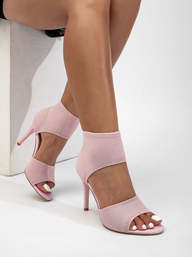 Minimalist Knitted Mesh Stiletto Heel Ankle Strap Sandals - Modetalente - Modalova