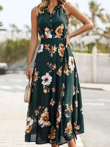 Women's Floral Design Chiffon Resort Dress - Just Fashion Now - Modalova