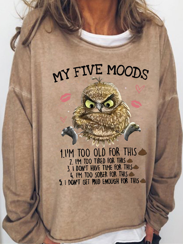 Women's 5 Five Mood Letters Owl Casual Sweatshirt - Just Fashion Now - Modalova