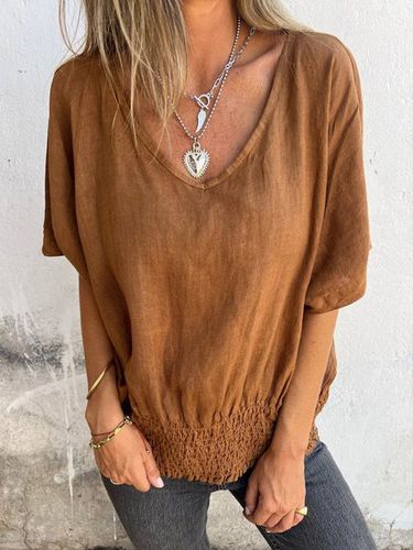 V Neck Casual Blouse - Just Fashion Now - Modalova