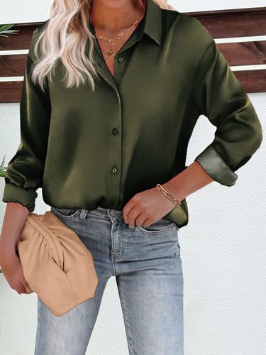 Plain Casual Loose Shirt - Just Fashion Now - Modalova