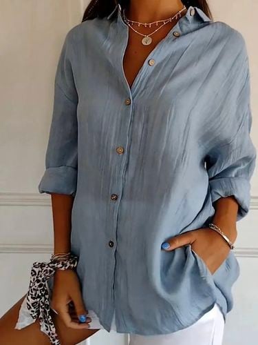 Shirt Collar Loose Cotton Casual Shirt - Just Fashion Now - Modalova