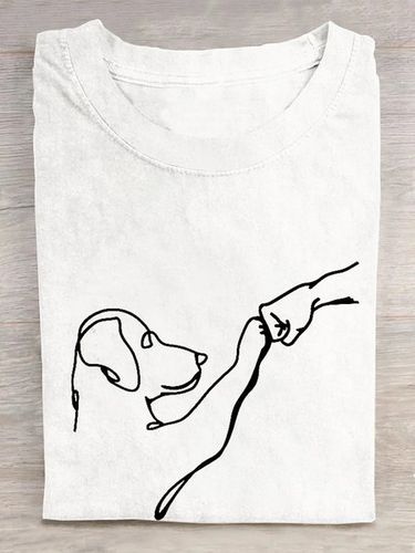 Loose Crew Neck Casual Dog T-Shirt - Modetalente - Modalova