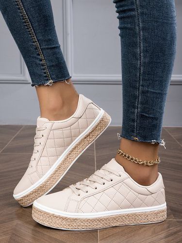 Casual Plaid Quilted Lace-Up Skate Shoes - Modetalente - Modalova