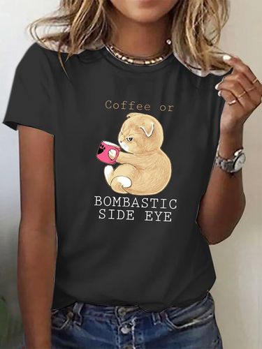 Cross-Eyed Cat And Coffee Fun T-Shirt - Just Fashion Now - Modalova