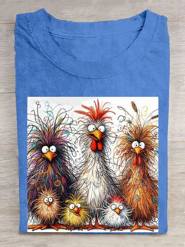 Funny Chicken Art Pritn Casual T-Shirt - Just Fashion Now - Modalova