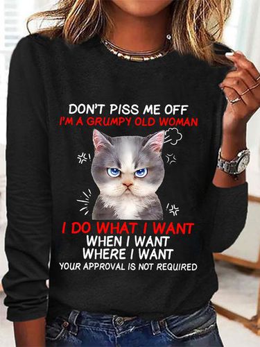 Don't Piss Me Offi'm A Grumpy Old Woman Long Sleeve Shirt - Just Fashion Now - Modalova