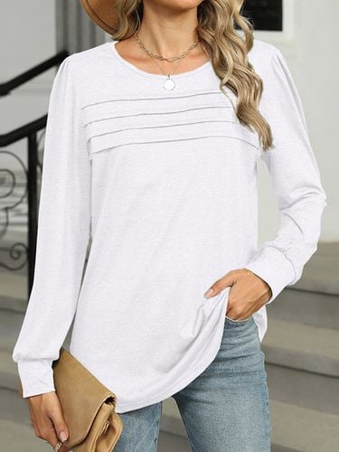 Casual Loose Crew Neck Plain T-Shirt - Just Fashion Now - Modalova