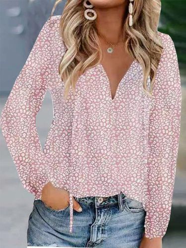 Loose Casual Ditsy Floral V Neck Blouse - Just Fashion Now - Modalova