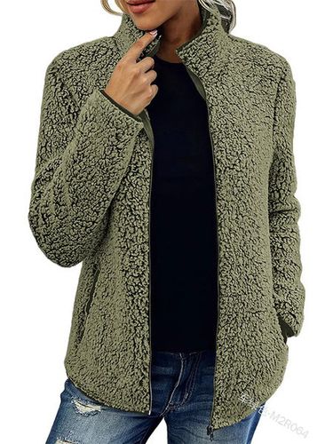 Shawl Collar Casual Fluff/Granular Fleece Fabric Teddy Jacket - Just Fashion Now - Modalova