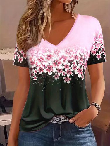 Women's Floral Printing Knitted V Neck Daily Going Out Casual Top - Just Fashion Now - Modalova