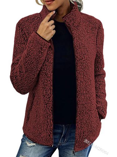 Shawl Collar Casual Fluff/Granular Fleece Fabric Teddy Jacket - Just Fashion Now - Modalova