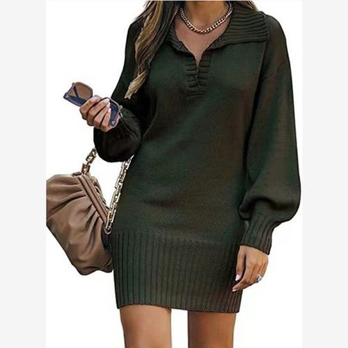 Plain Yarn/Wool Yarn Casual Dress With No - Just Fashion Now - Modalova