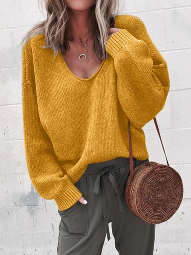 Casual Plain Sweater - Just Fashion Now - Modalova