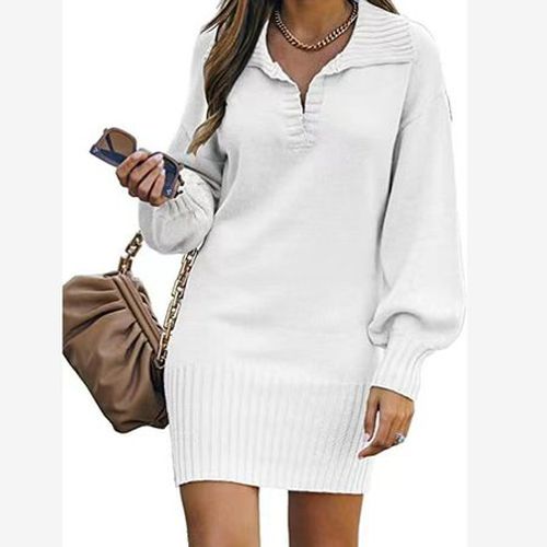 Plain Yarn/Wool Yarn Casual Dress With No - Just Fashion Now - Modalova