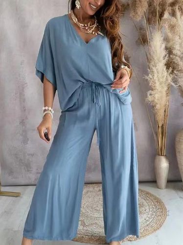 Loose Casual Plain Two-Piece Set - Just Fashion Now - Modalova