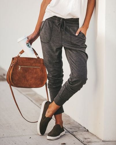 Jersey Casual Plain Pants - Just Fashion Now - Modalova