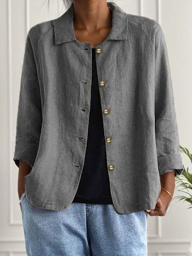 Casual Loose Cotton And Linen Shawl Collar Kimono - Modetalente - Modalova