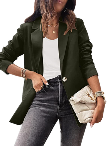 Casual Plain Loose Blazer - Just Fashion Now - Modalova