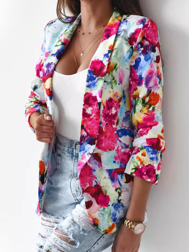 Casual Shawl Collar Floral Blazer - Just Fashion Now - Modalova