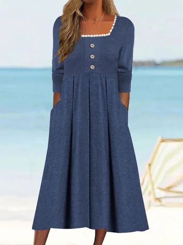 Buckle Casual Regular Fit Square Neck Dress With No - Just Fashion Now - Modalova