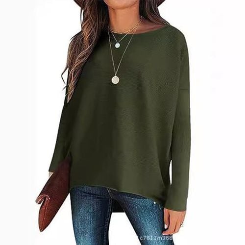 Women's Long Sleeve Blouse Spring/Fall Black Plain Crew Neck Daily Going Out Casual Top - Just Fashion Now - Modalova