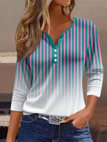 Loose Casual Striped Jersey T-Shirt - Just Fashion Now - Modalova