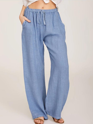 Cotton Loose Casual Plain Pants - Just Fashion Now - Modalova