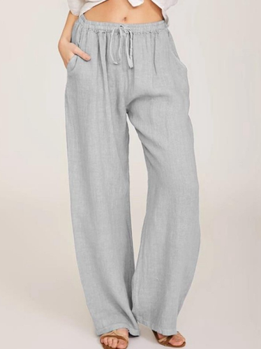 Cotton Loose Casual Plain Pants - Modetalente - Modalova