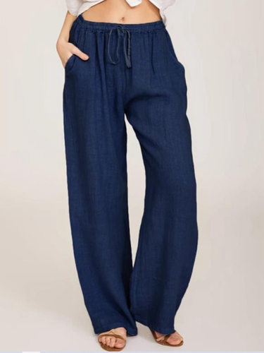 Cotton Loose Casual Plain Pants - Modetalente - Modalova