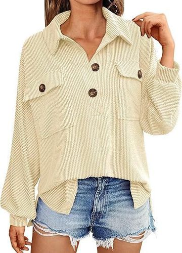 Women's Long Sleeve Blouse Spring/Fall Army Green Plain Shirt Collar Daily Going Out Casual Top - Just Fashion Now - Modalova