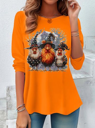 Fun Turkey Design Round Neck Long Sleeve T-Shirt - Just Fashion Now - Modalova