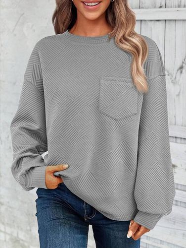 Casual Jacquard Plain Sweatshirt - Just Fashion Now - Modalova