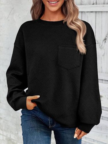 Casual Jacquard Plain Sweatshirt - Just Fashion Now - Modalova