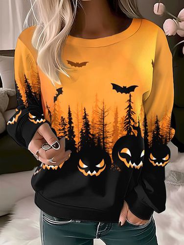 Spring/Fall Loose Casual Halloween Crew Neck Sweatshirt - Just Fashion Now - Modalova