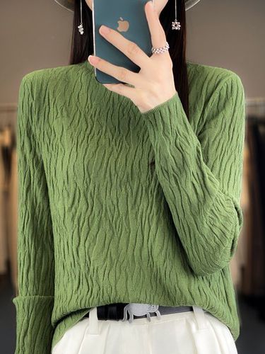 Casual Mock Neck Plain Wool/Knitting Sweater - Just Fashion Now - Modalova