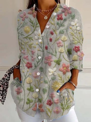 Casual Floral Early Autumn Shirt - Just Fashion Now - Modalova