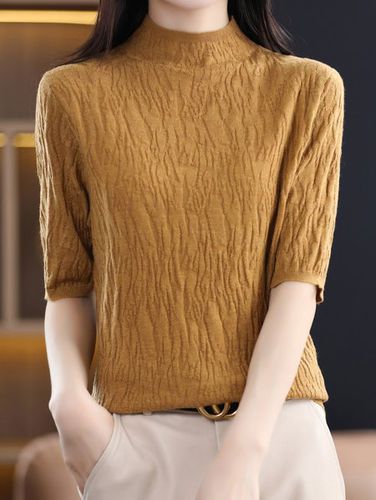 Crew Neck Casual Half Sleeve Sweater - Just Fashion Now - Modalova