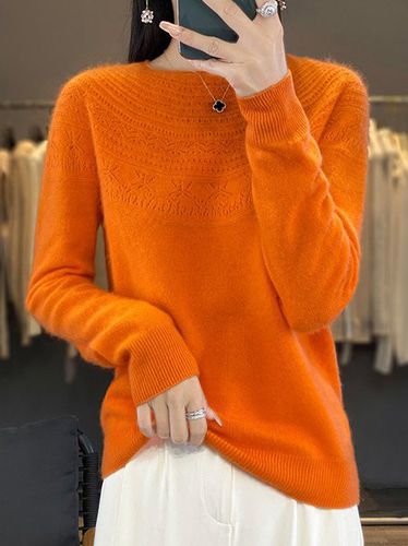 Crew Neck Wool/Knitting Casual Sweater - Just Fashion Now - Modalova