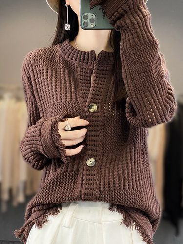 Casual Wool/Knitting Buckle Cardigan - Just Fashion Now - Modalova