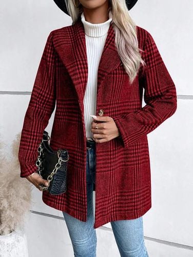 Loose Casual Shawl Collar Plaid Jacket - Just Fashion Now - Modalova