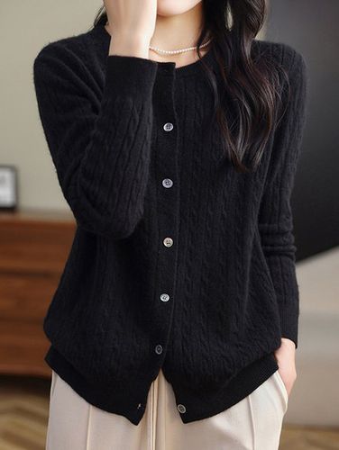 Casual Crew Neck Cardigan - Just Fashion Now - Modalova