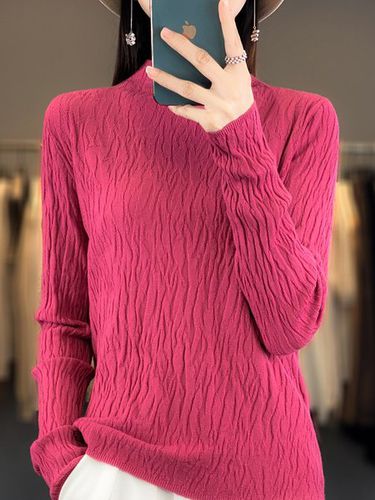 Casual Mock Neck Plain Wool/Knitting Sweater - Just Fashion Now - Modalova