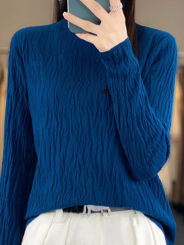 Casual Mock Neck Plain Wool/Knitting Sweater - Just Fashion Now - Modalova