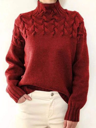 Yarn/Wool Yarn Loose Casual Turtleneck Sweater - Just Fashion Now - Modalova