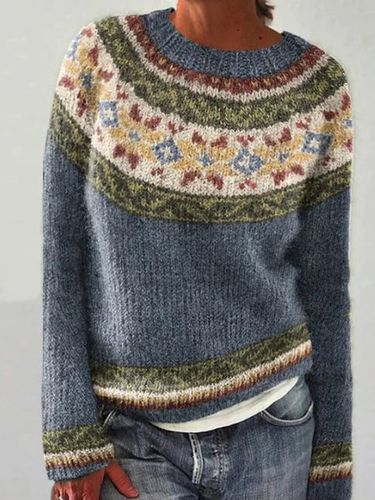 Casual Loose Crew Neck Sweater - Just Fashion Now - Modalova